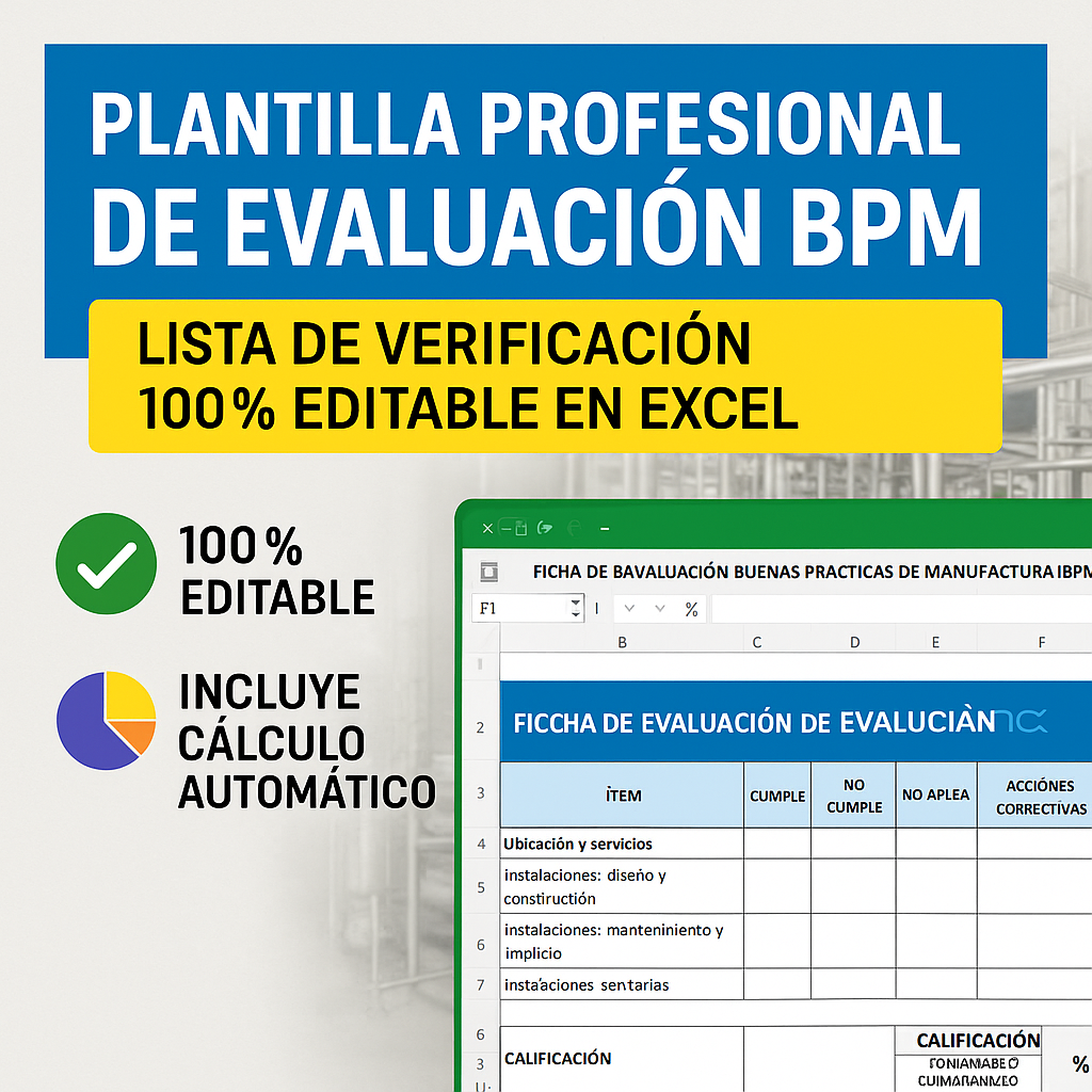 Buenas Prácticas de Manufactura - Plantilla Excel para Evaluación BPM en Negocios de Alimentos