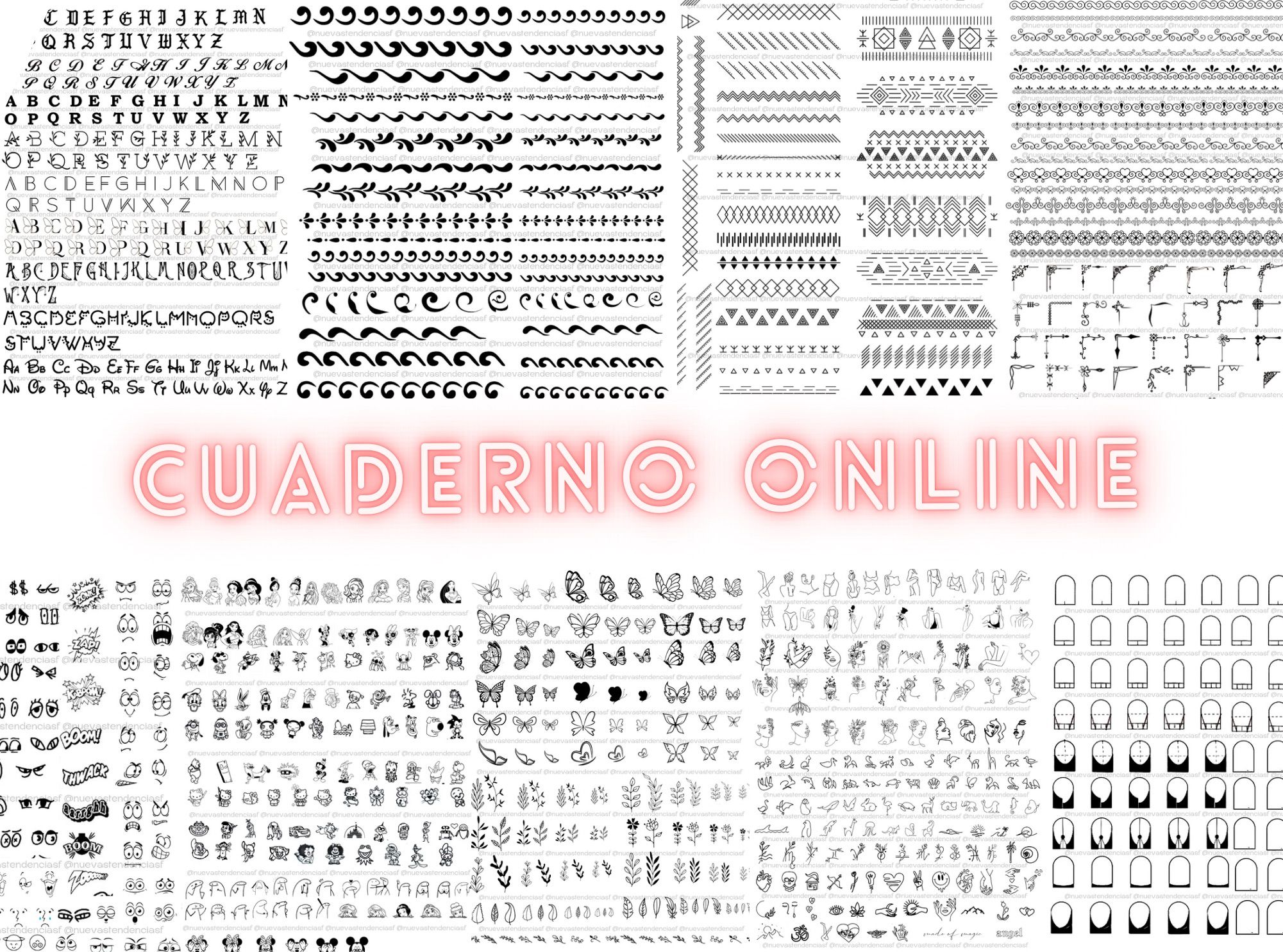 Cuaderno de Práctica con 14 Plantillas (Mano Alzada y Manejo del Acrílico)