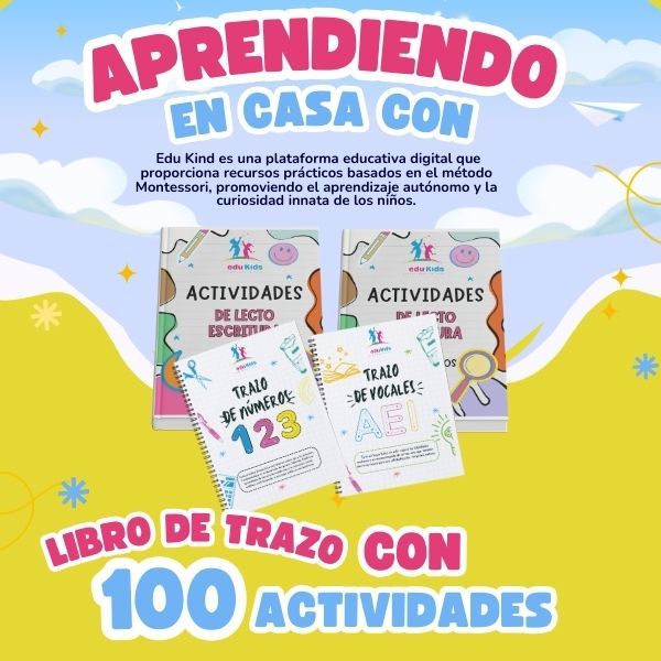 4 Libros de Actividades de Trazo, Guia practica + actividades Edad 1 a 4 años.