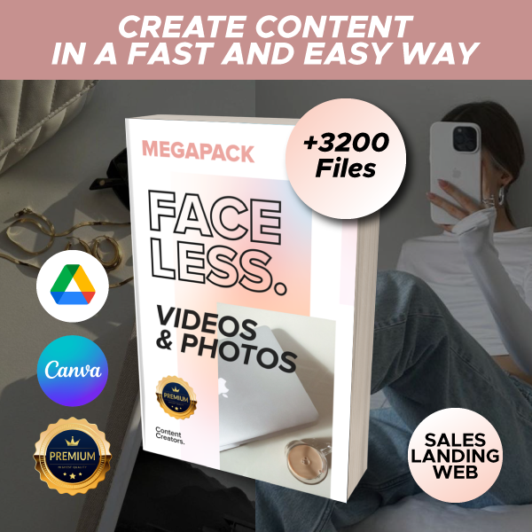 Faceless Pack +3200 Aesthetic Videos & Photos + GIFTS | for Online Marketing, Entrepreneurs, Content Creators & Online Business