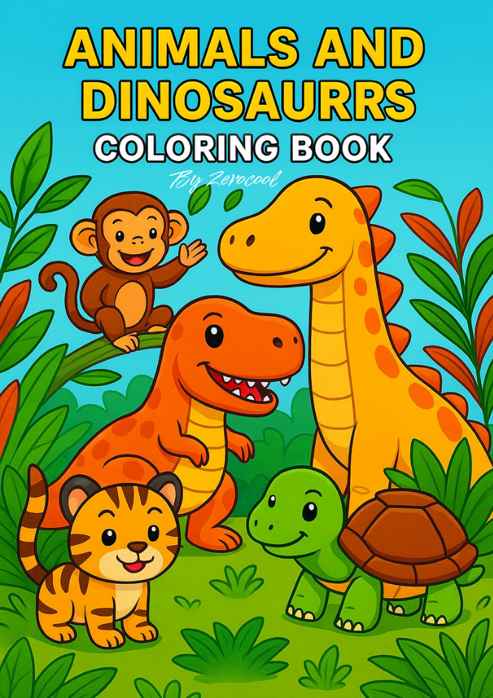 Animals and Dinosaurs – Coloring Book (Downloadable PDF)