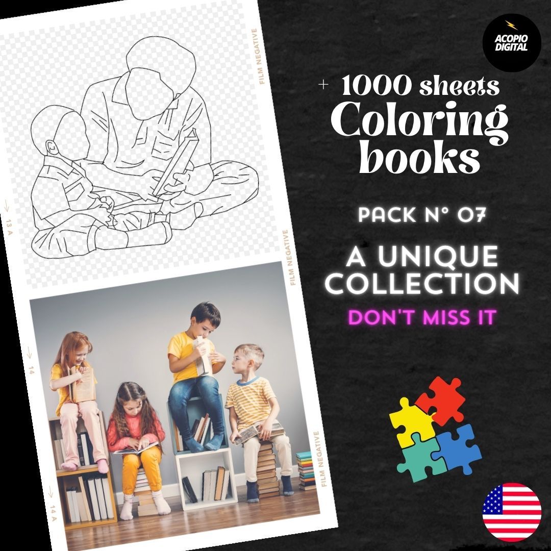 Children's Coloring Stories | 1000+ Pages in 11 Exclusive PDFs | Pack N° 07
