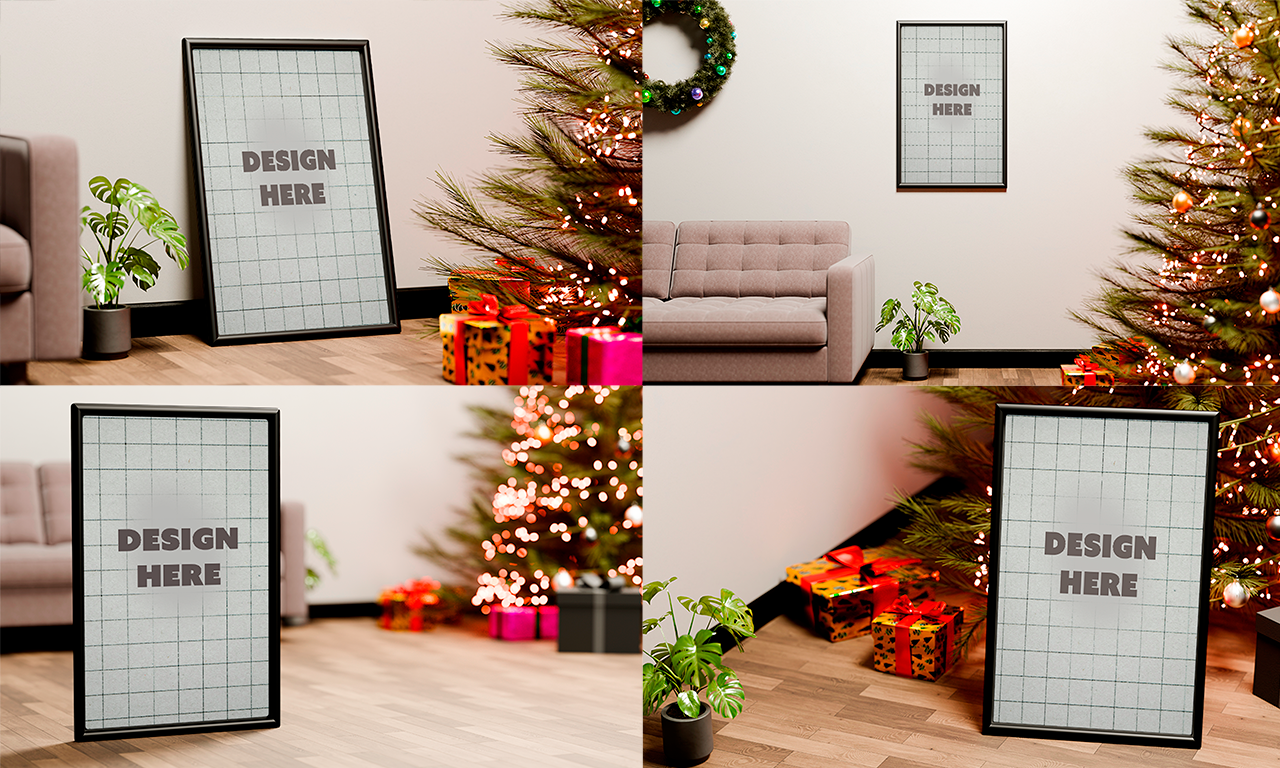 Bring Your Holiday Designs to Life with this Christmas Frame Mockup Set!