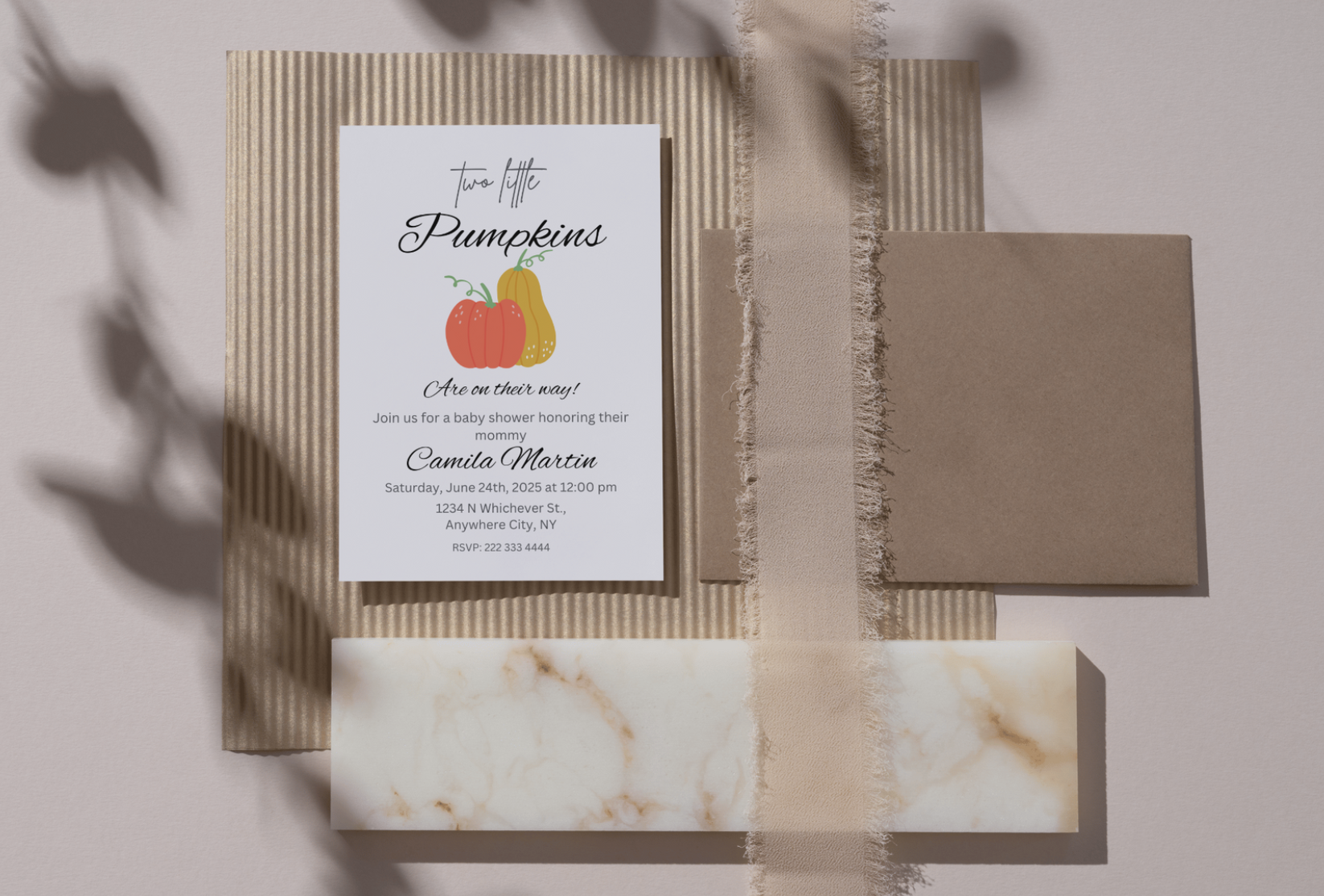 Two little pumpkins ???????? twin baby shower invitation template