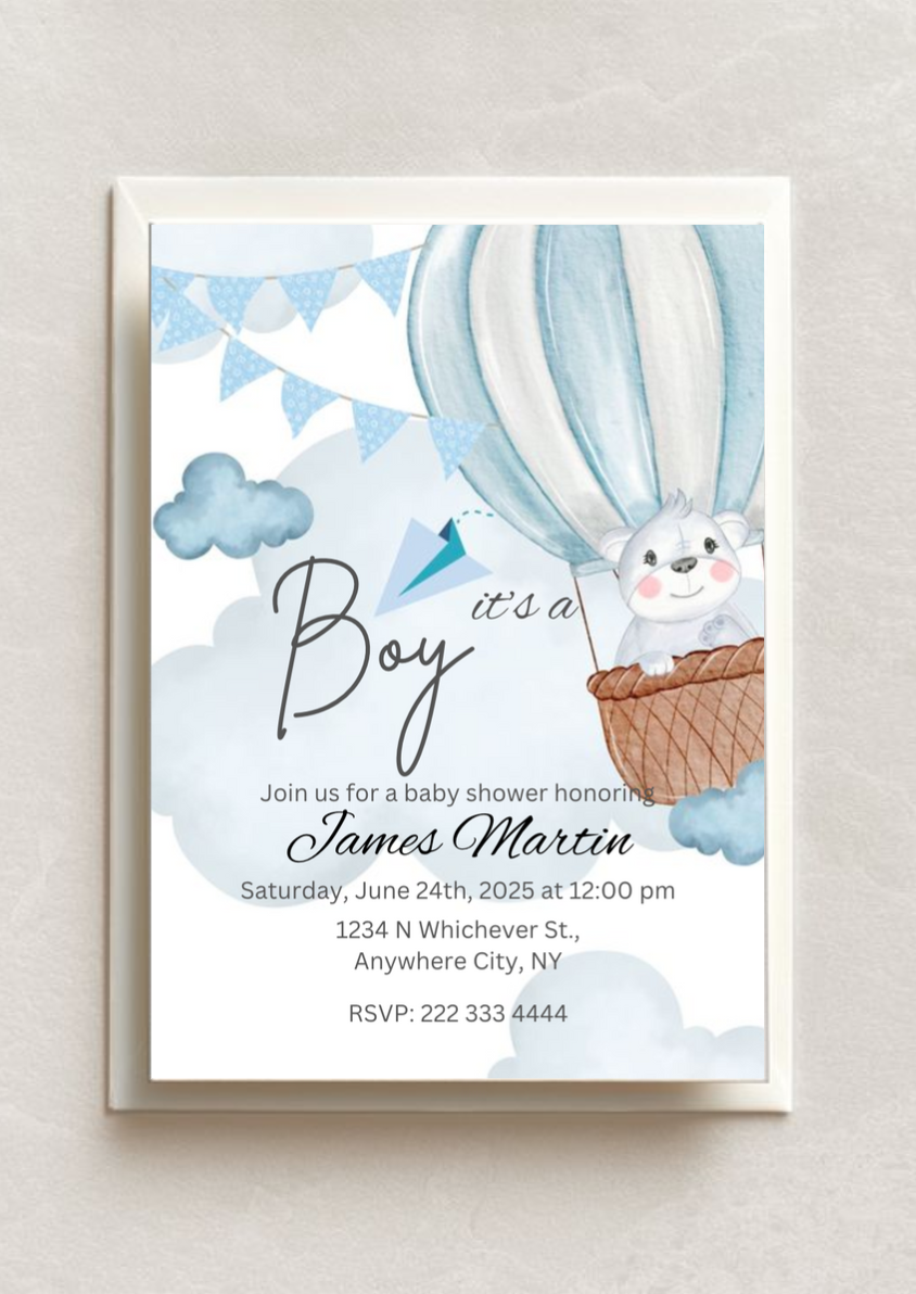 ???? Up, Up, and Away: A Sweet Baby Shower Invitation for a Baby Boy ????????