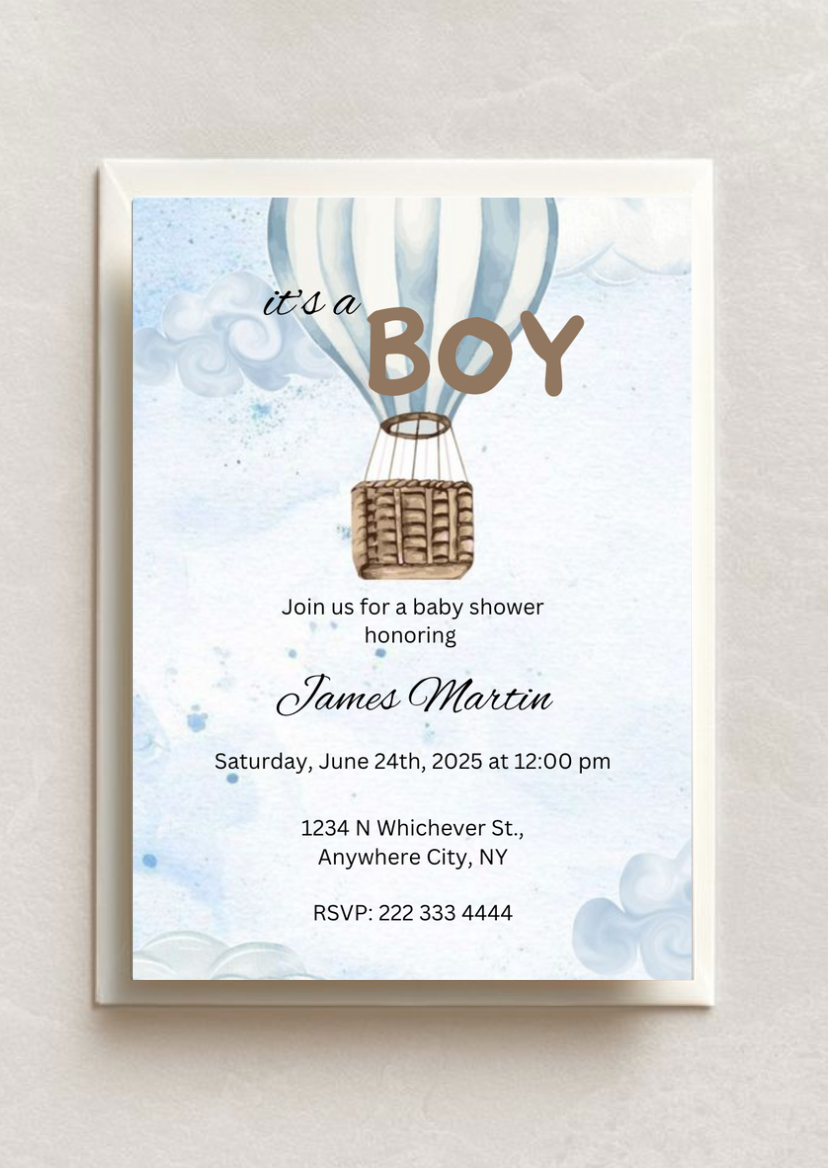 ???? A Dreamy Baby Shower Invitation for a Little Adventurer ☁️????