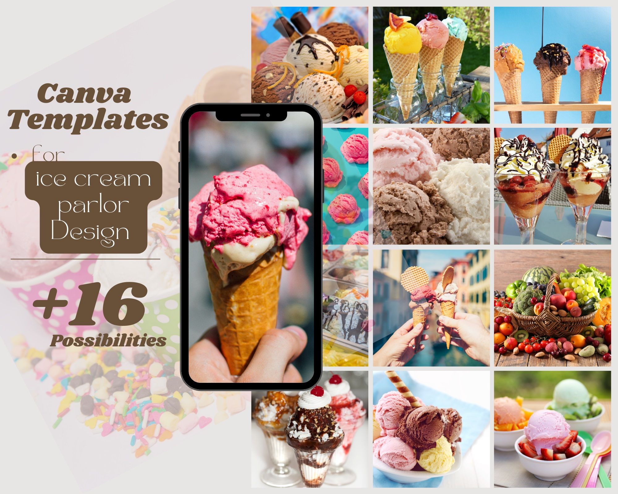 Canva Template ice cream shop +16 possibilities