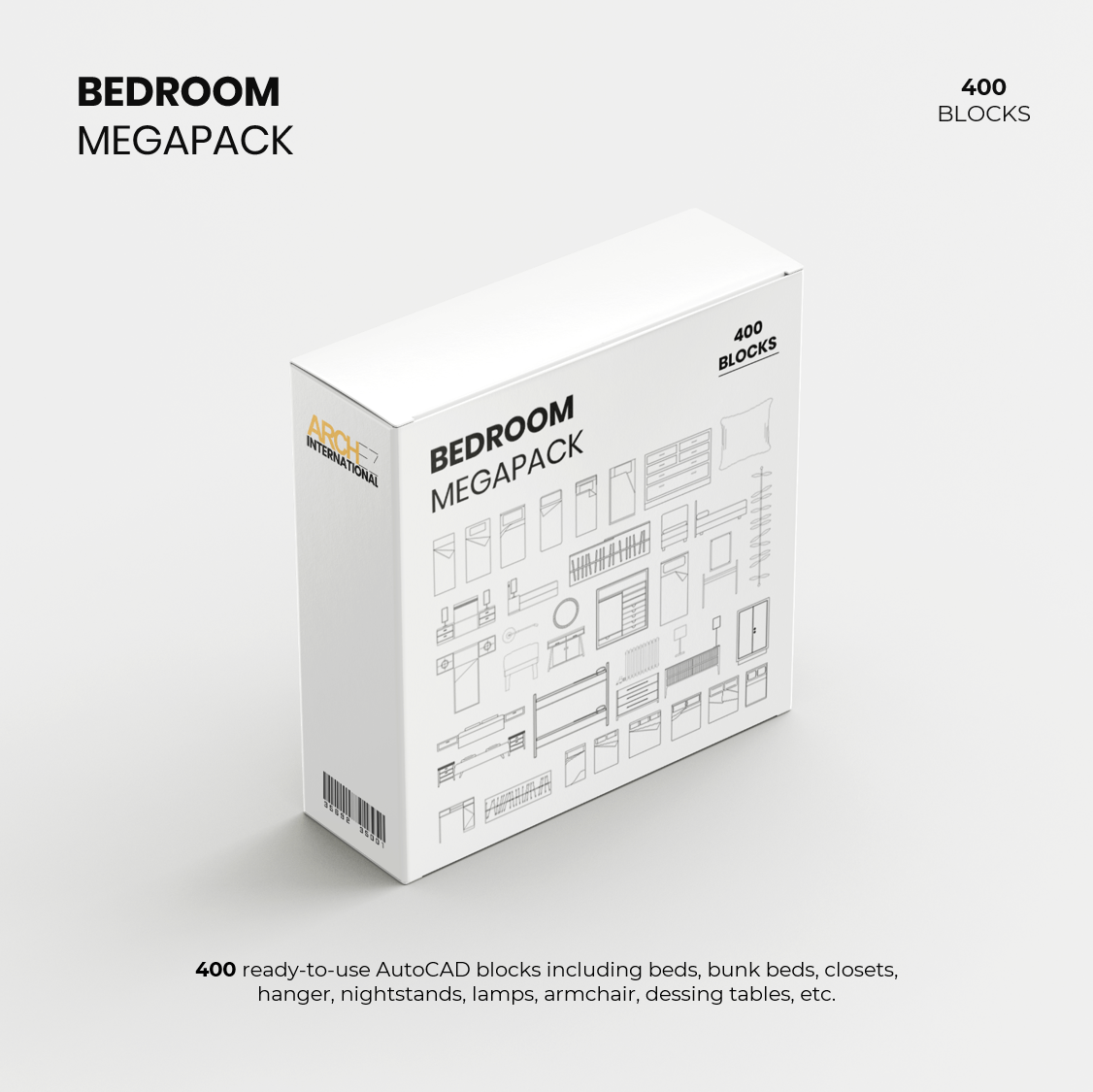 Bedroom Megapack - 400 cad blocks
