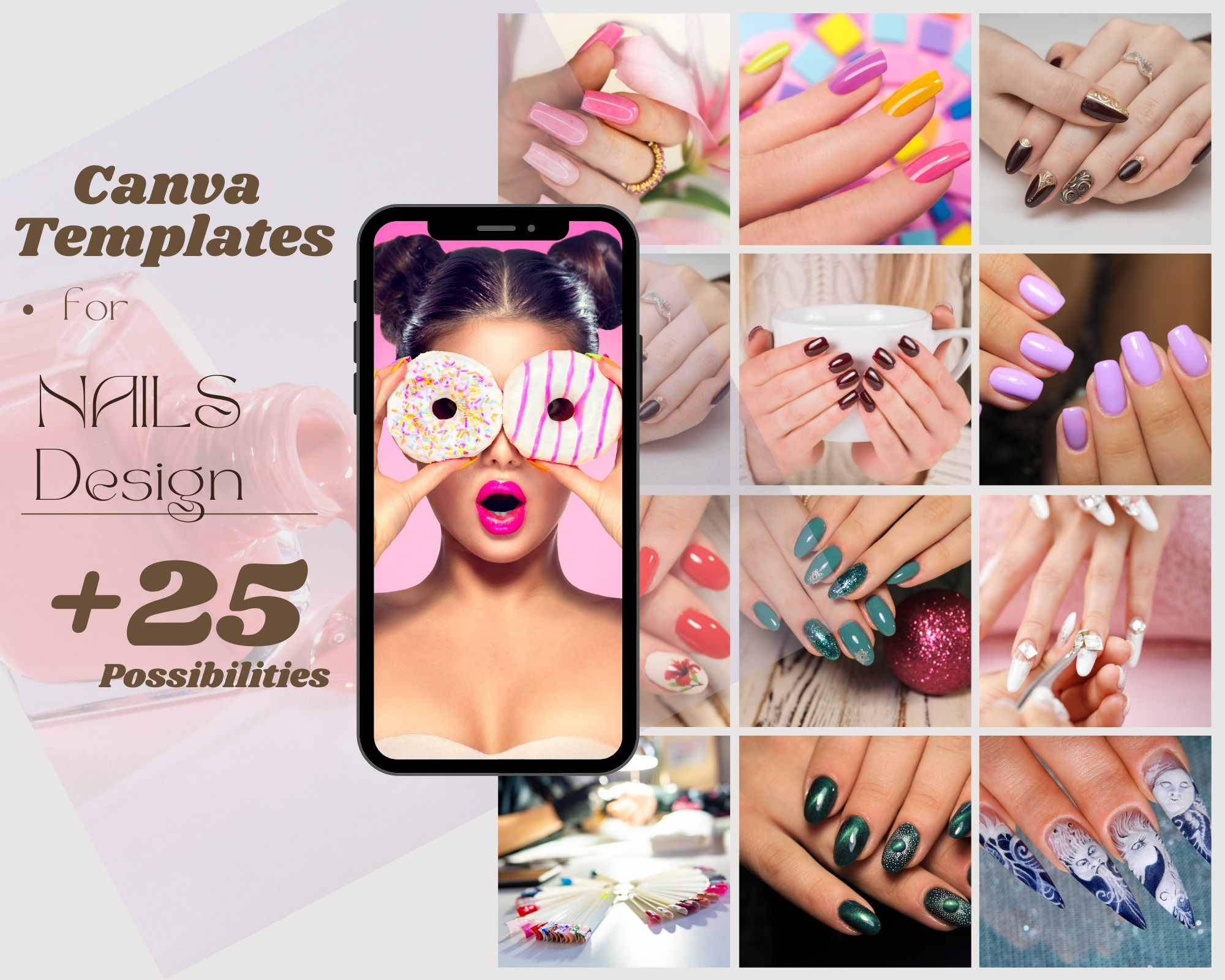 Nail Design Canva Template +25 Possibilities