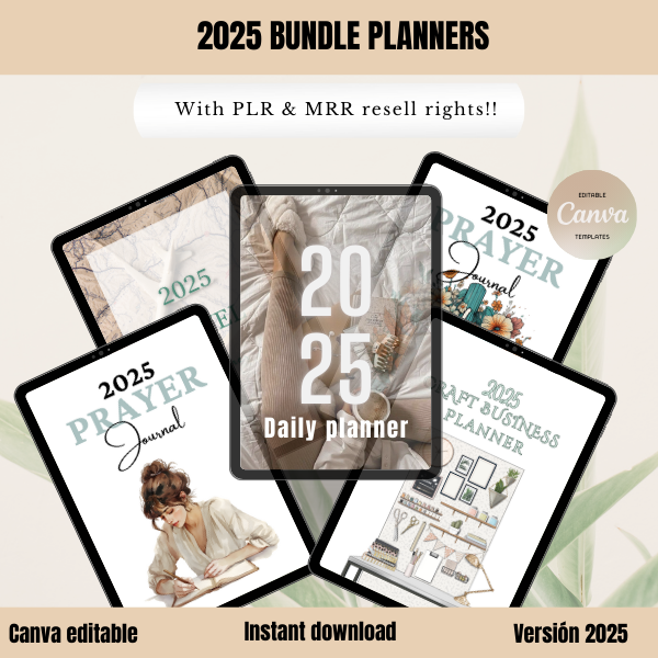 MRR PLR 2025 Digital Planner Templates Bundle Master Resell Rights Digital Products Best Seller.