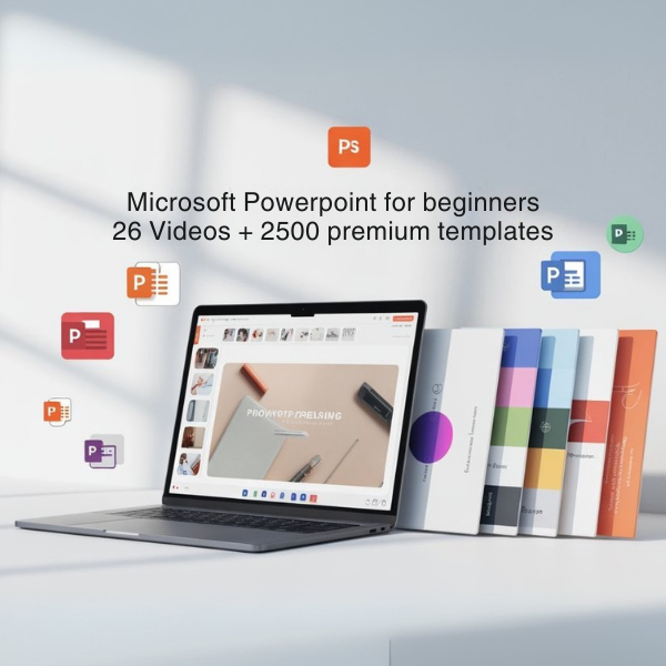 Microsoft PowerPoint for Beginners 26 videos + 2500 Premium Templates Bundle
