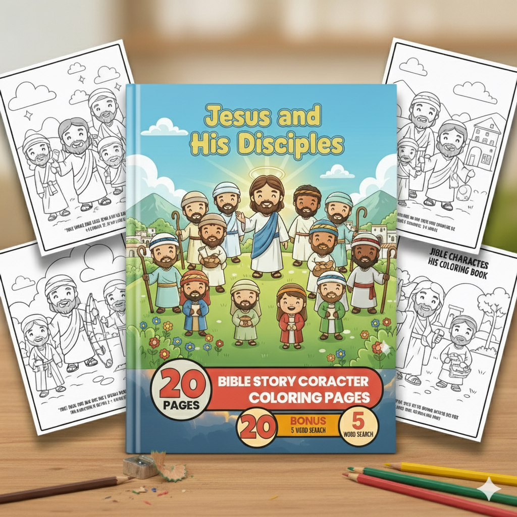 Jesus and His Disciples — Coloring Book children 3 to 10 years (Printable PDF)