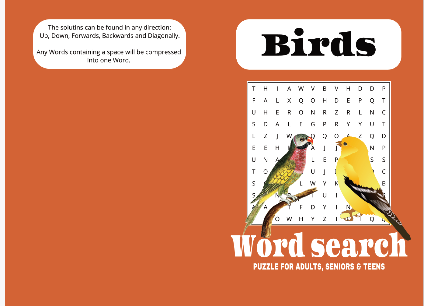 bird word search puzzle