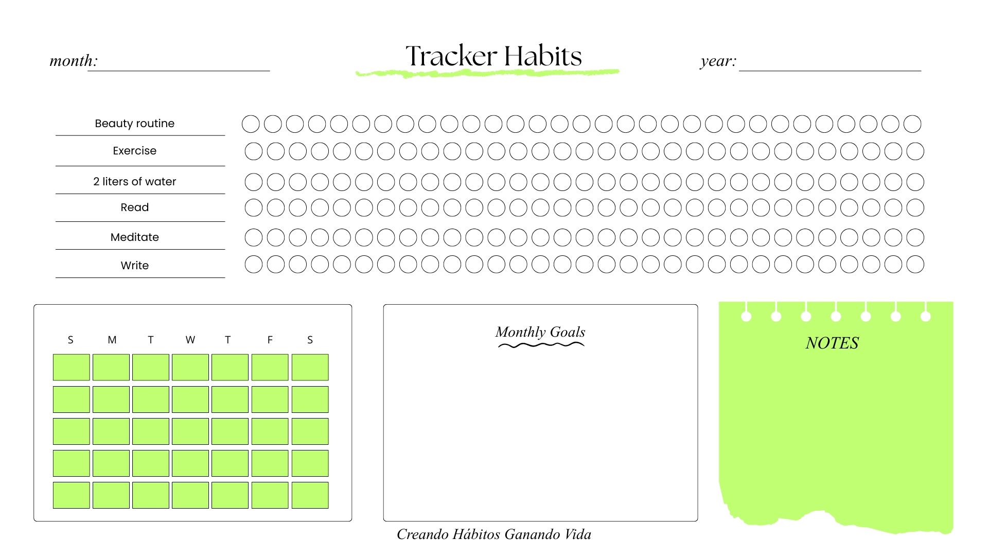 Habit Tracker – Green Edition