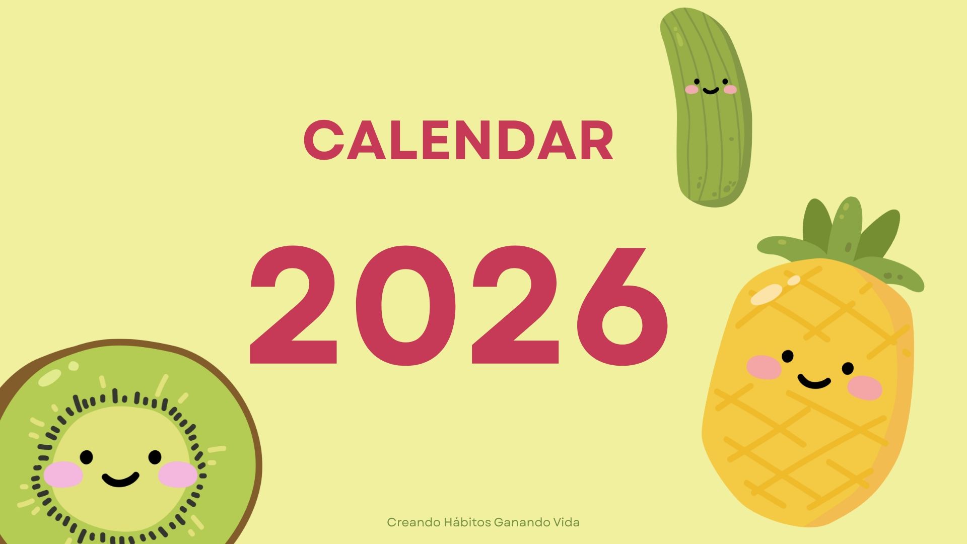 Cute Fruit Calendar 2025 – Printable Monthly Planner