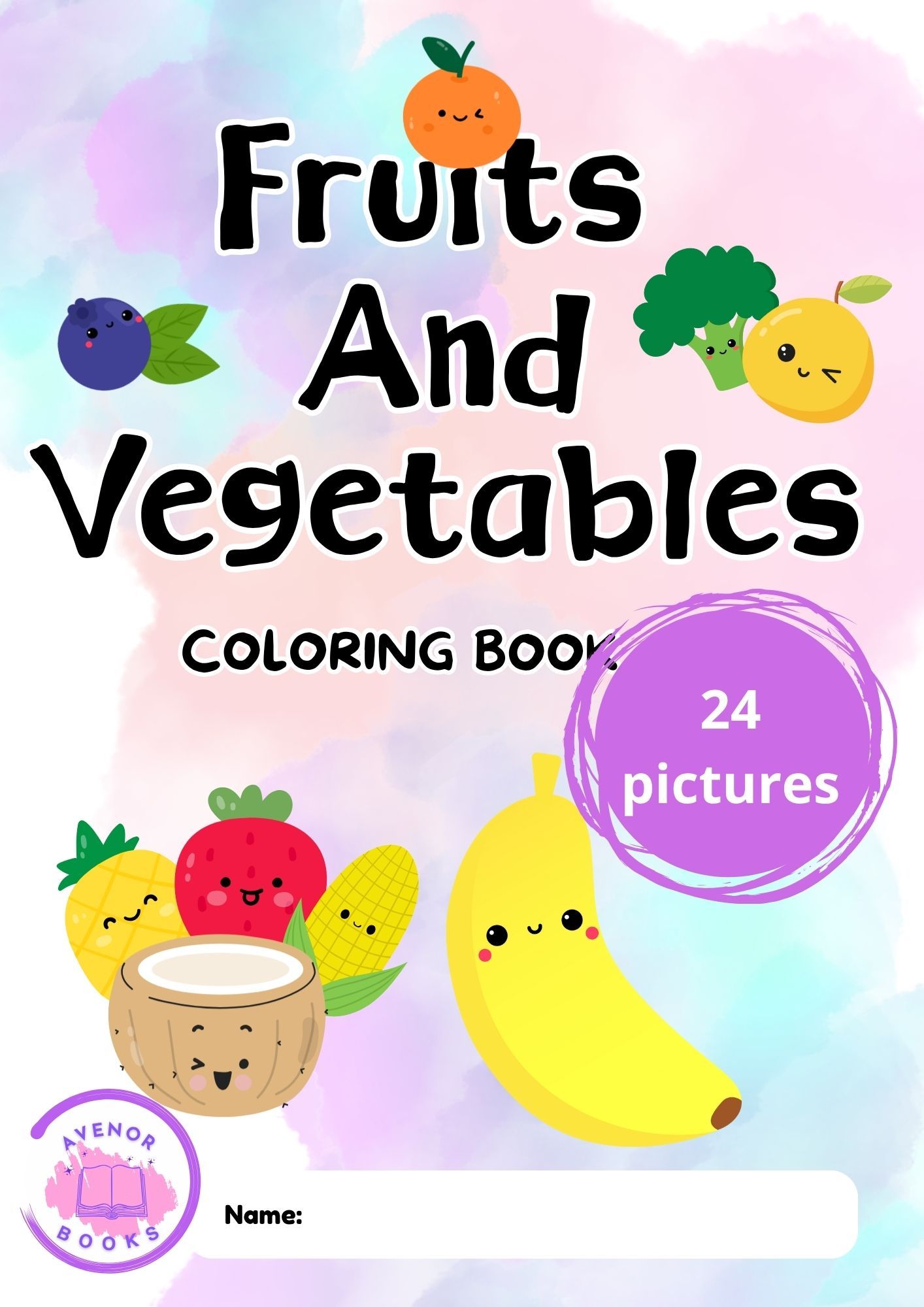 Fruits & Veggies Coloring Book for Kids (Ages 3–8) ???????????? | Fun & Educational Printable Pages! (24 pics)