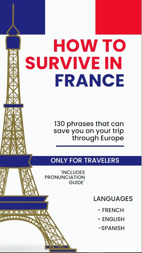 “130 Essential French Phrases to Survive Your Trip”(with English and Spanish translation + pronunciation guide)