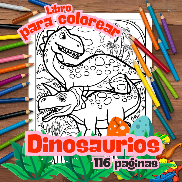 DINOSAURIOS LIBRO PARA COLOREAR PARA NIÑOS Y ADULTOS ¡Tantísimos animales y escenarios divertidos entre los más amados, con imágenes fáciles de colorear para niños a partir de 4 años! ¡Una experiencia creativa maravillosa