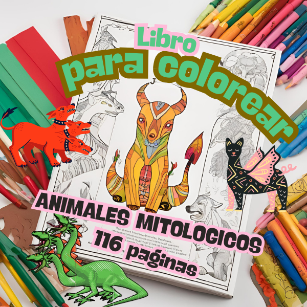 ANIMALES MITOLÓGICOS LIBRO PARA COLOREAR: ¡Tantísimos animales y escenarios divertidos entre los más amados, con imágenes para colorear para niños y adultos ¡Una experiencia creativa maravillosa