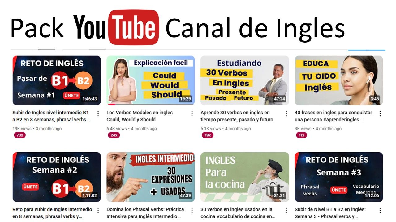 Pack para dar canal de ingles en Youtube