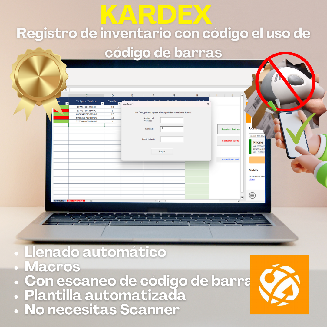 Plantilla Excel Automatizada con Códigos de Barras para Gestión de Inventarios