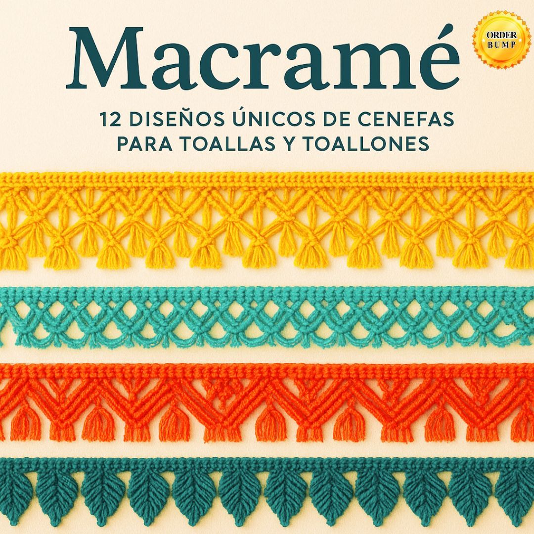 Macramé 12 diseños únicos de cenefas para toallas y toallones