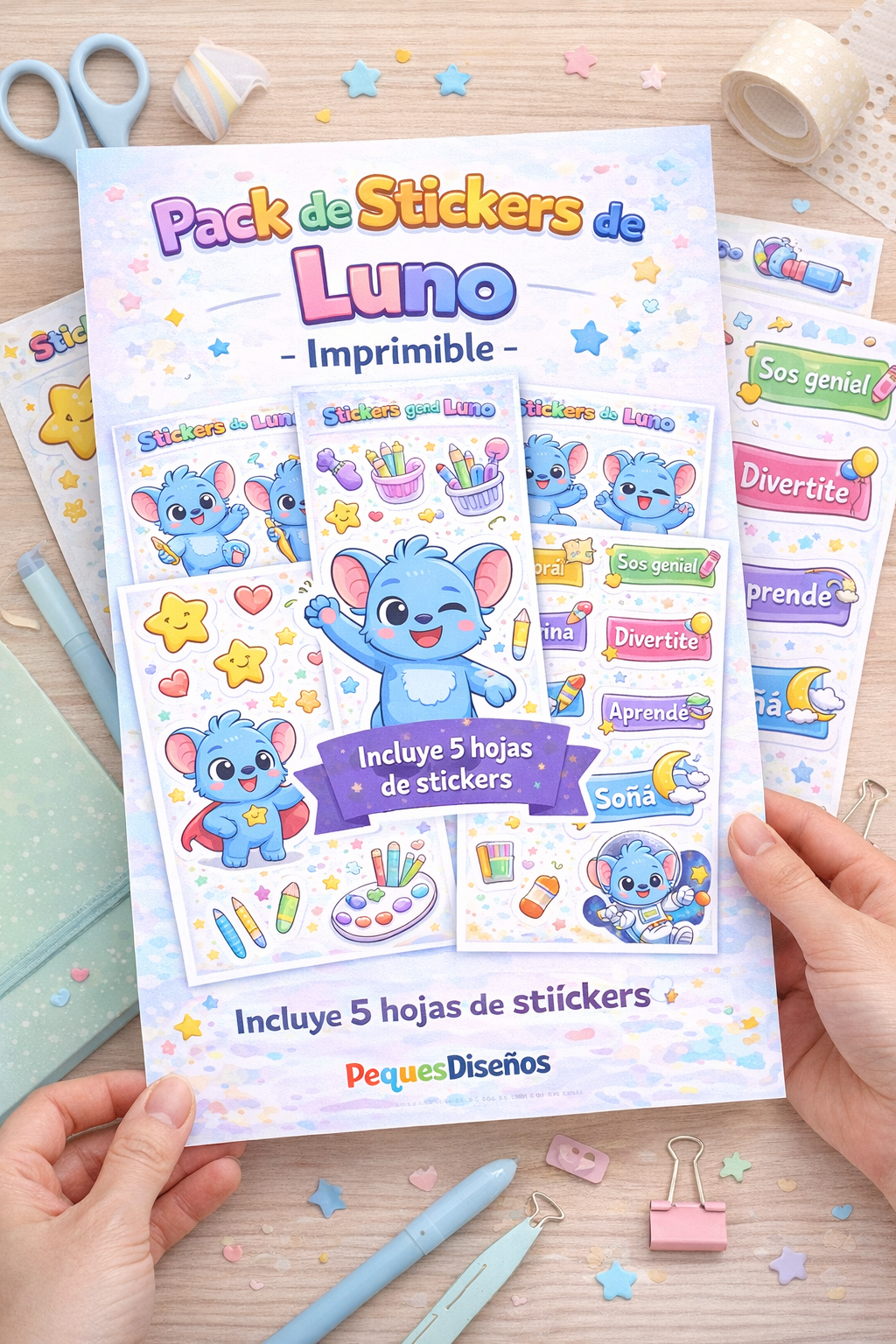 Pack de Stickers de Luno – Imprimibles para Niños Creativos (3 a 7 años