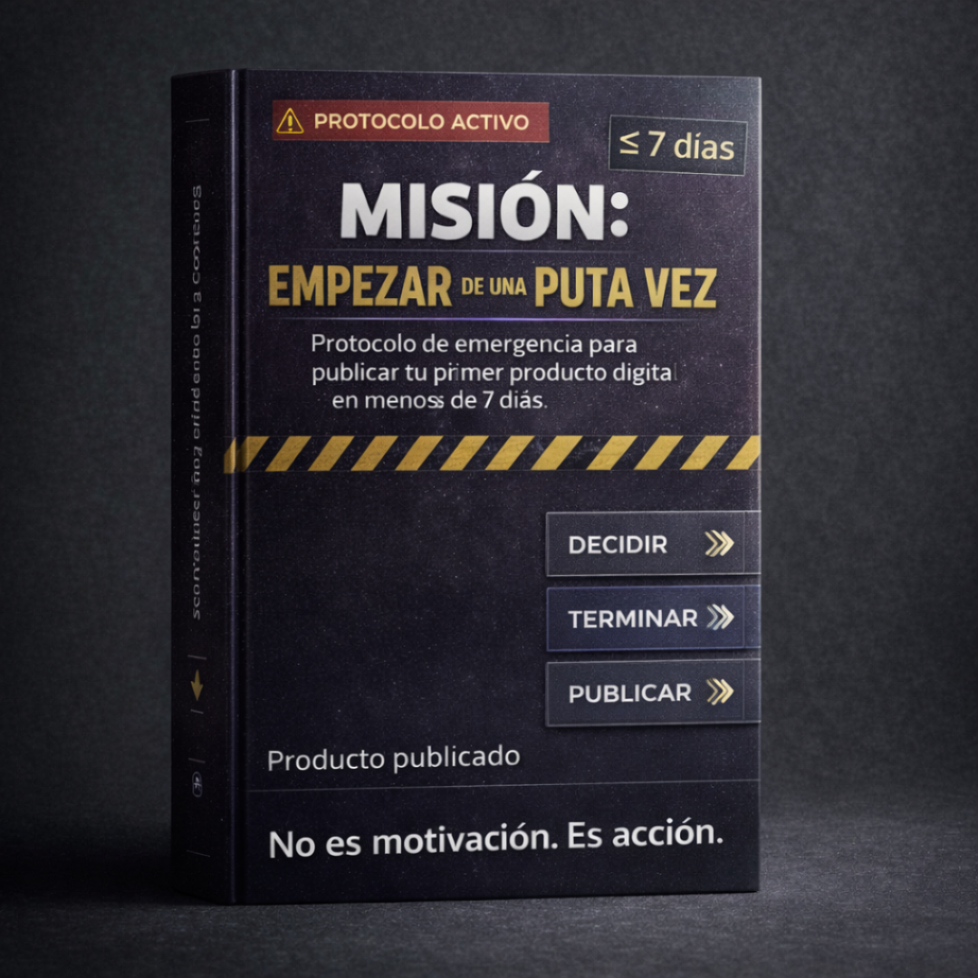 MISIÓN: EMPEZAR DE UNA PUTA VEZ – Cómo crear y publicar tu primer producto digital (sin sobrepensar)