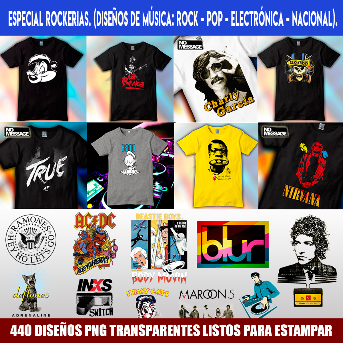 Pack Premium de 440 Diseños PNG para Estampado Textil (DTF / DTG)