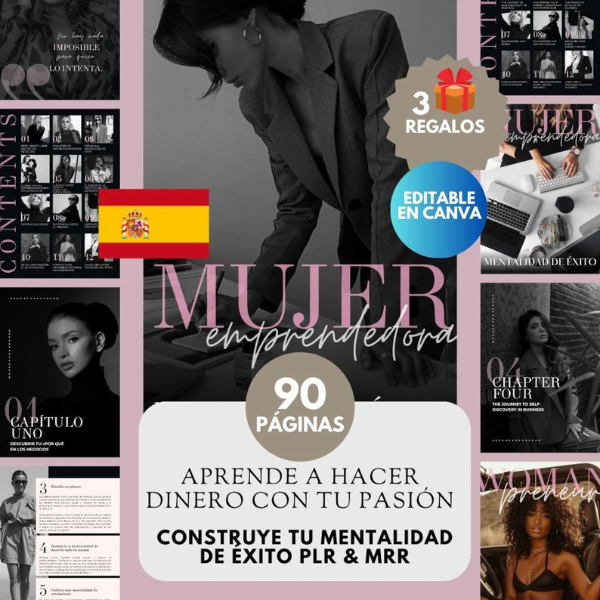 Guía Mujer Emprendedora | Womanpreneur | Guía Método Faceless en Español con Derechos de Reventa MRR & PLR | Mentalidad e éxito